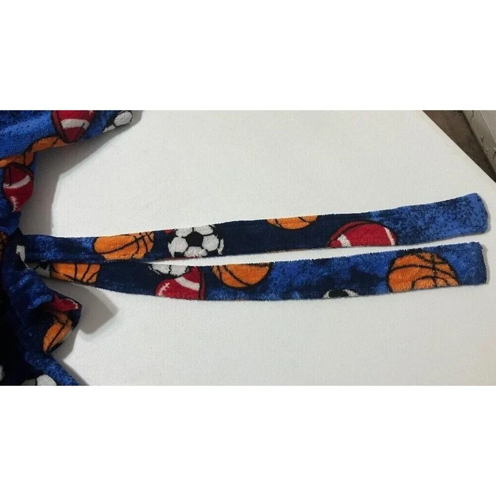 Cherokee Kids Blue Fleece Bath Robe Size S‎ Basketball Football Soccer